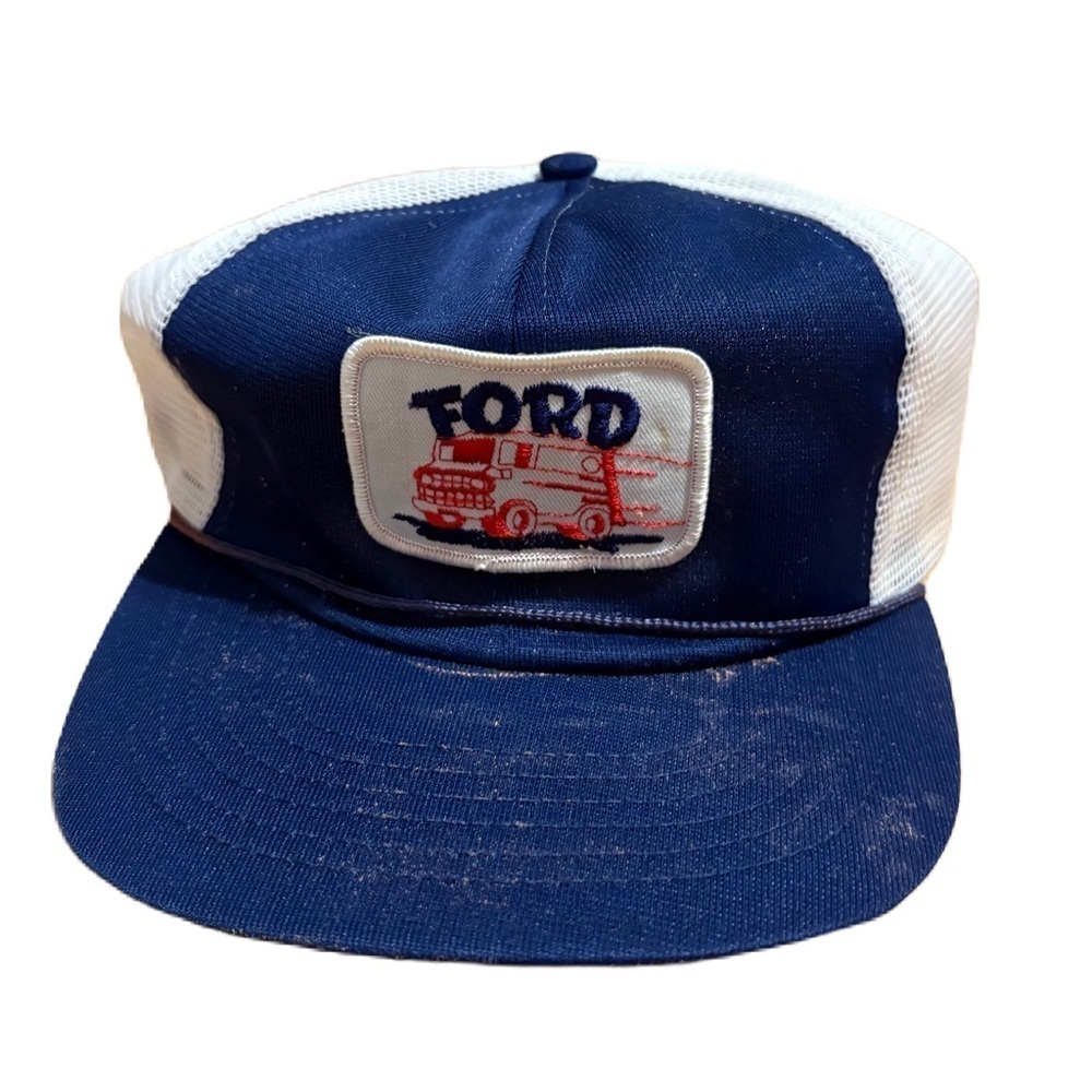 Vintage Ford Van Patch Trucker Hat Snapback Mesh 90s Aerostar Econoline Blue